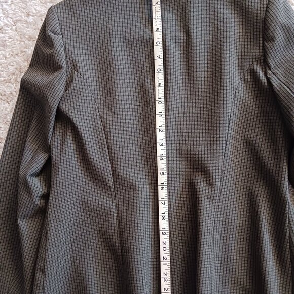 Le Chateau Womans Green Blazer size L Patterned Lace Embellishment Checkered - Picture 7 of 8